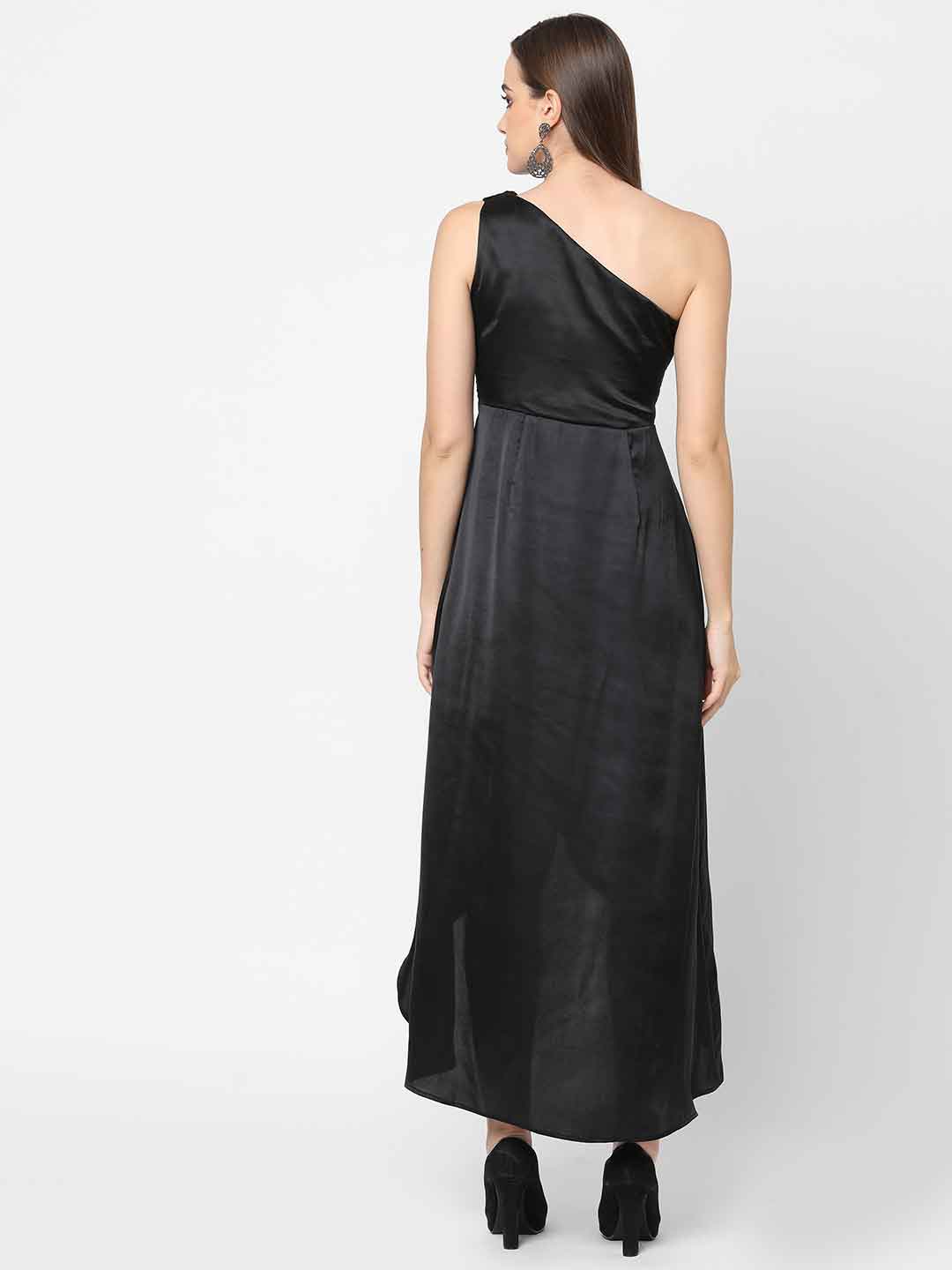 Satin wrap bottom mid length dress - Mish India