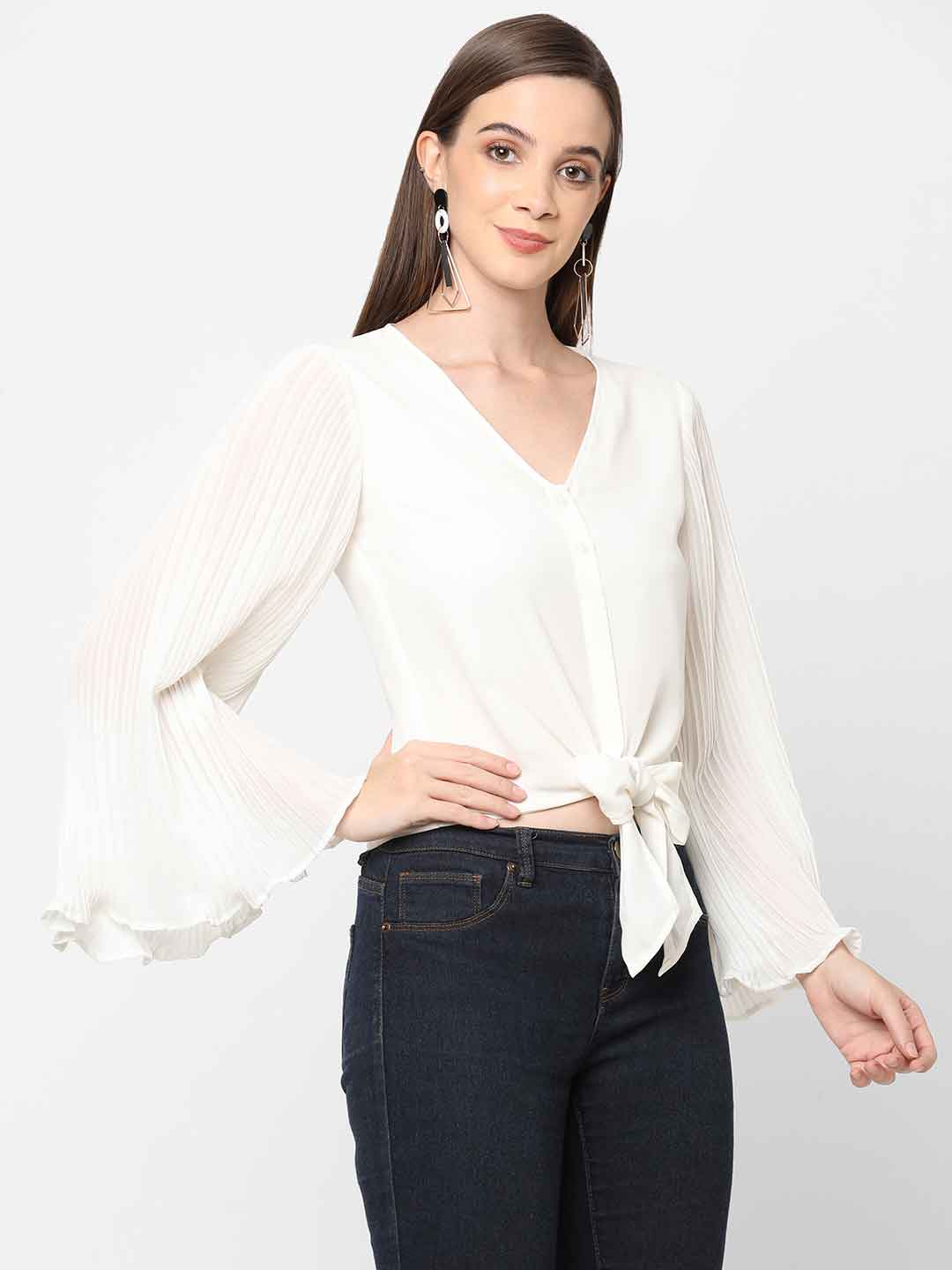 Button up placket with waist tie-up style top - Mish India