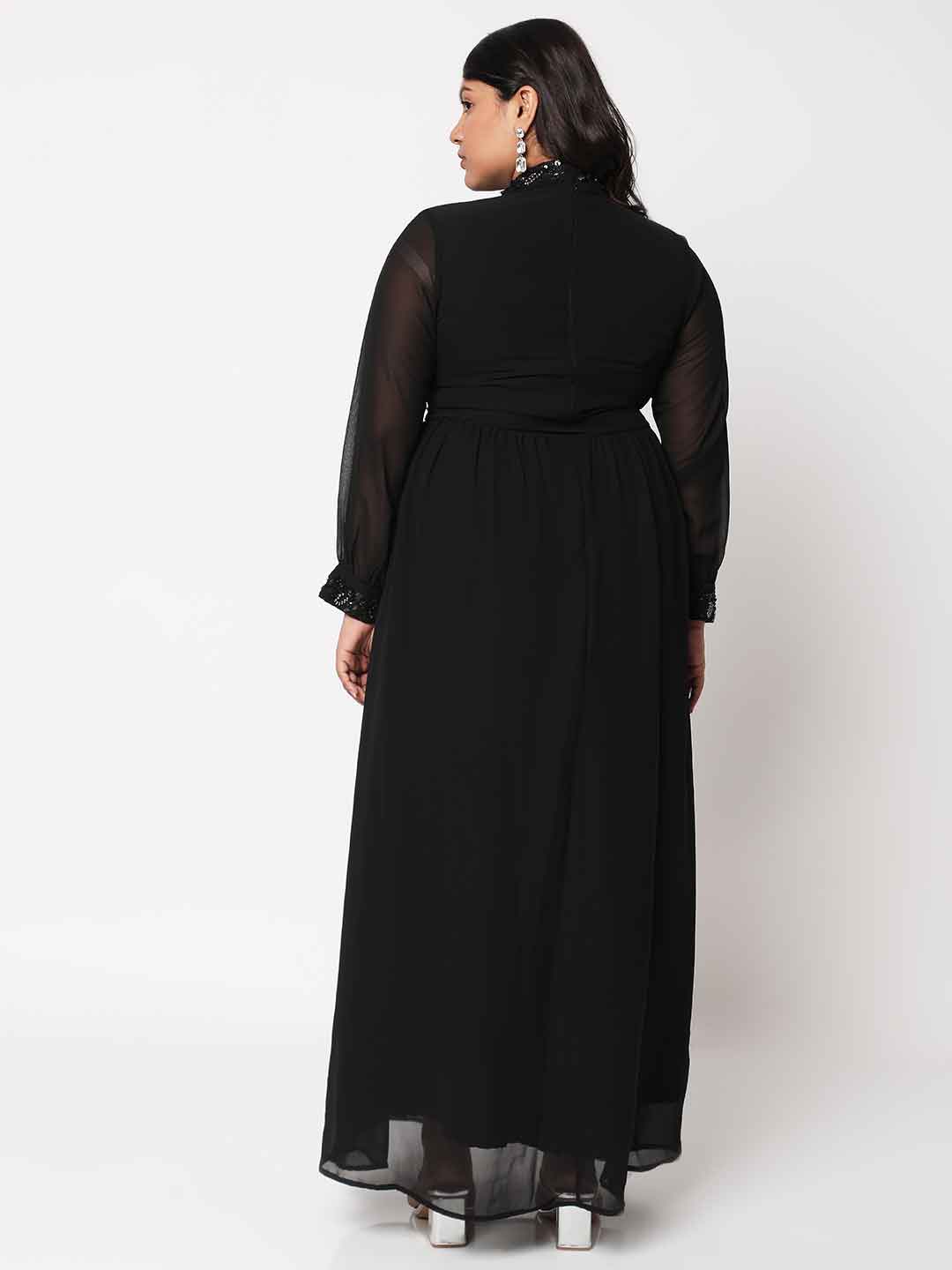 Embellished neck collar maxi dress Mish India