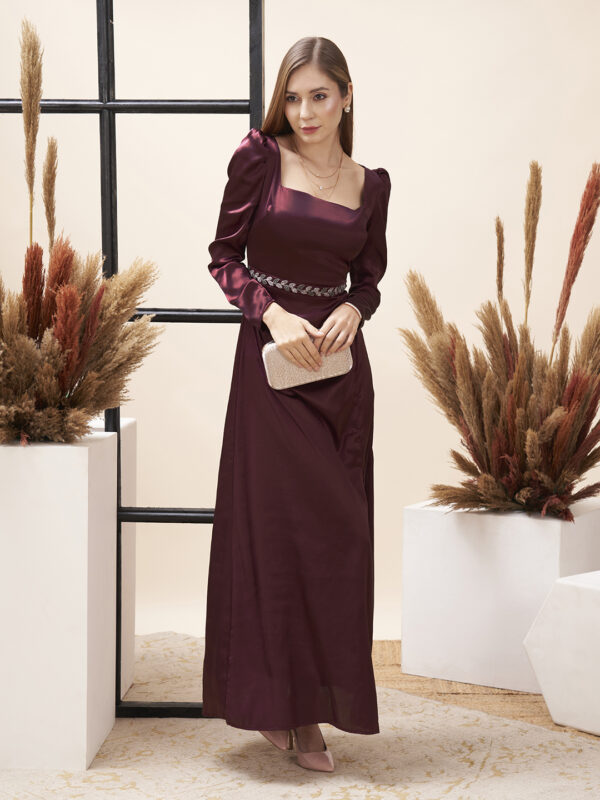 Georgette party Wear Readymade Anarkali Suit In Maroon With Embroidery Work  - Sayona Exclusive Gown - Gown