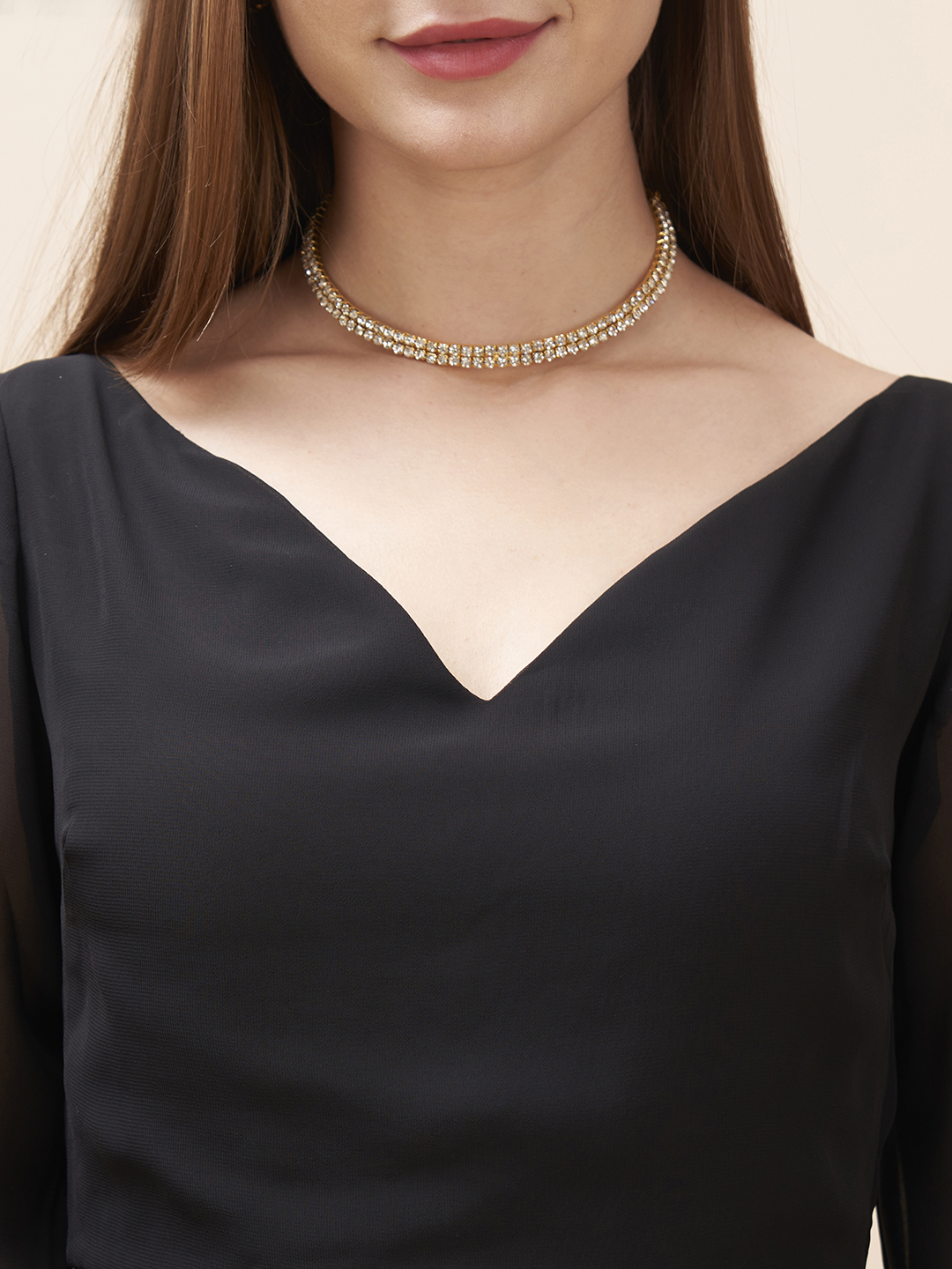 black dress with embroidery at waist - Mish India